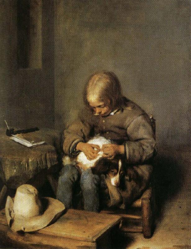 Gerard Ter Borch Boy Catching Fleas on His Dog Germany oil painting art